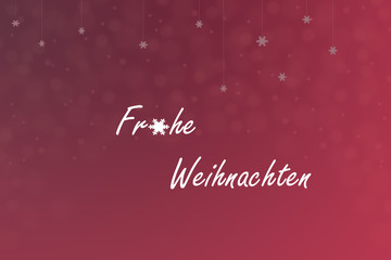 Frohe Weihnachten mit Schneeflocken herabhängend