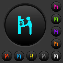 Bitcoin cash machine dark push buttons with color icons