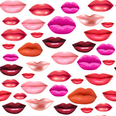 Illustration of seamless background of laughing female lips