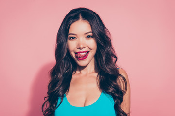 Close-up portrait of nice cheerful positive cute sweet adorable  © deagreez