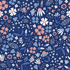 Floral surface pattern design. Vector seamless texture can be used for fabric, wrapping paper, greeting cards, phone cases, stationery and gift products.