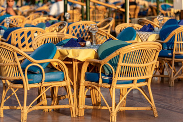 Restaurant with Wicker Tables and Chairs - Egypt Africa
