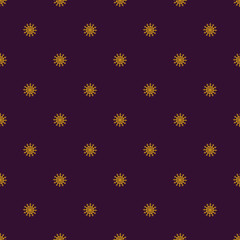 Seamless symmetric pattern of snowflakes on a dark background. Pattern for packaging paper. Vector