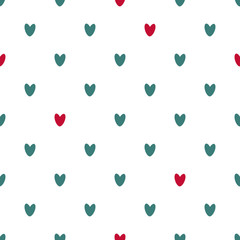 Seamless pattern of red and blue hearts. Background for wrapping paper. Vector
