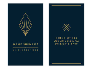 Art Deco Business Card Template (Live Stroke Path)