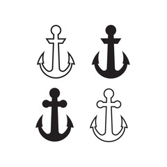Anchor vector icons. Boat anchors vector logo