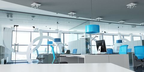 Modern corporate office blue