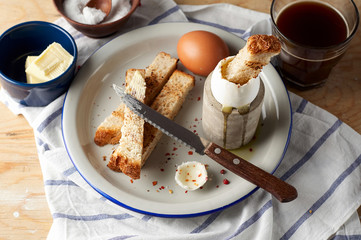 Soft boiled eggs with Buttered toast Soldiers are a classic English breakfast