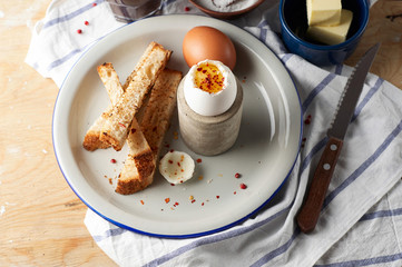 Soft boiled eggs with Buttered toast Soldiers are a classic English breakfast