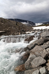 mountain stream in the Khibiny mountains in the north of Russia