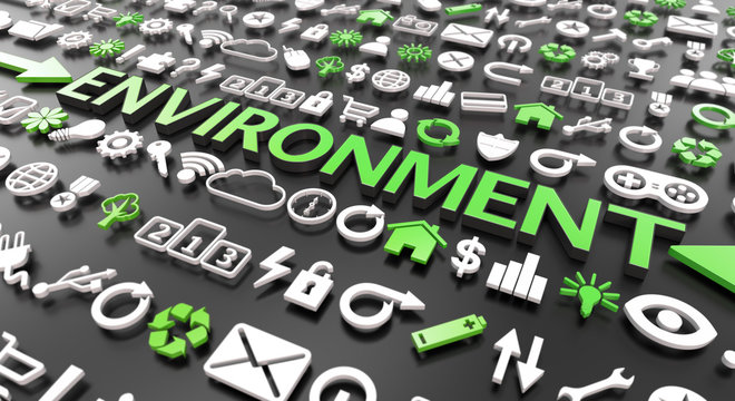 "environment" word with 3d icons