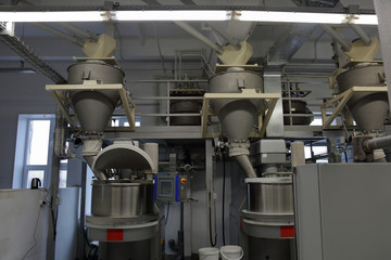 Industrial equipment and machinery at the factory of bread and sweets