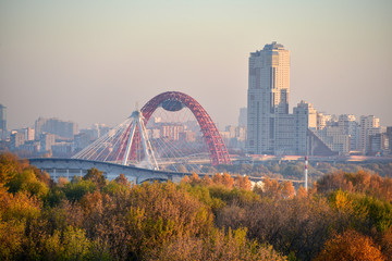 Skyline view to the Khoroshevo-Mnevniki District at dawn.