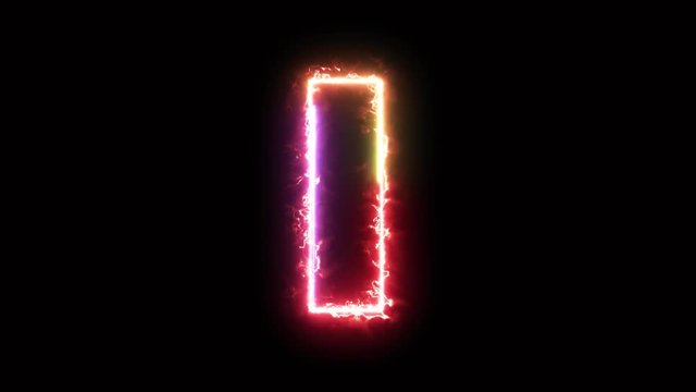 Alphabet letter I - colorful lightning energy outline looping on black background in 4k animation design	