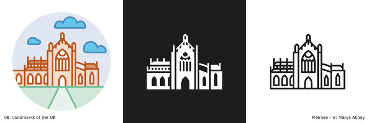 St Marys Abbey Icon - Melrose, Scotland - obrazy, fototapety, plakaty