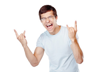 Guy showing sign of horns