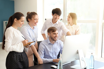 Meeting of business team working in office