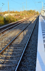 Fototapeta premium Train platform in a train station