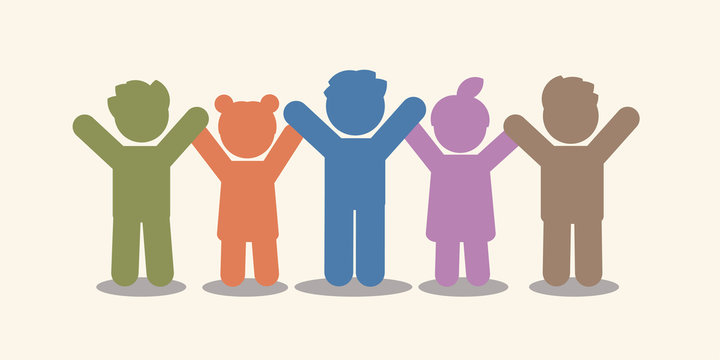 Group of children holding hands Icon graphic vector.