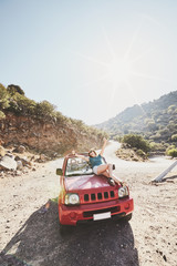 Girl on car bonnet