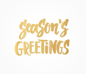 Season's greetings card. Golden hand drawn lettering. Great for Christmas gift tags and labels