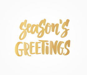 Naklejka premium Season's greetings card. Golden hand drawn lettering. Great for Christmas gift tags and labels