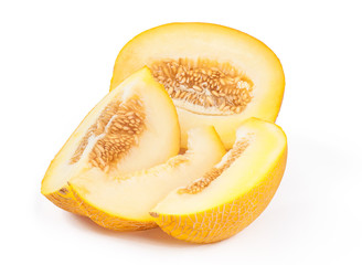 sliced melon isolated on white