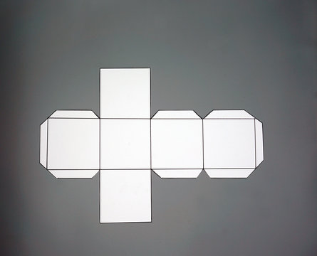Geometry net of cube. 2-dimensional shape that can be folded to form a 3-dimensional shape or a solid. Unfolded three Dimensional Figures. Isolated. Top           