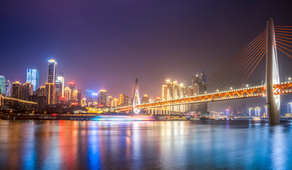 Fototapeta na wymiar Chongqing city night view and skyline of architectural landscape