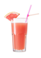 glass of greapfruit juice isolated on white background