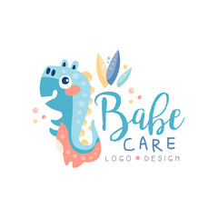 Babe care logo design, emblem can be used for kids education center, baby shop, club, kids market, kindergarten and any other children projects vector Illustration