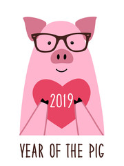 Cute 2019 Year of the Pig poster