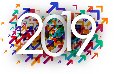 2019 new year background with colorful arrows.