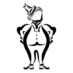 Business man in a hat and classic suit, fat businessman