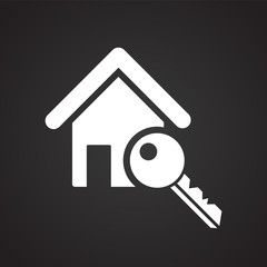 Locked house on white background icon