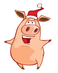 Vector Illustration of a Cute Pig. Cartoon Character. Coloring Book. Outline 