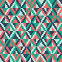 Retro Mod Style Vector Seamless Pattern with Red and Green Diamo