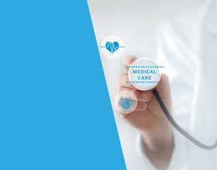 Stethoscope with blue background, healthcare medical concept