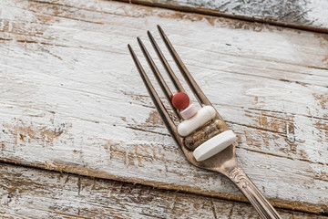 Tablets with silver fork