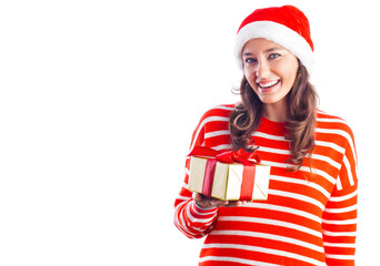 Christmas girl holding gift