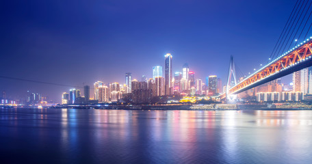 Fototapeta na wymiar Chongqing city night view and skyline of architectural landscape