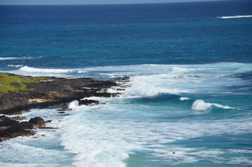 waves crashing on rocks