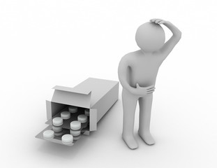 3d Sick Man Having Pain . 3D rendered illustration