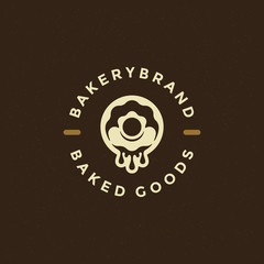 Donuts shop badge or label retro vector illustration.