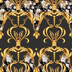 Seamless baroque pattern with flowers and golden elements