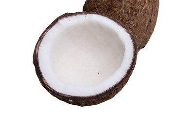 Close up of coconut on green background