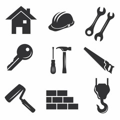 Obraz premium Vector illustration of a web icons building monochrome