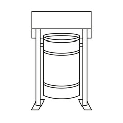 Line art black and white street trash bin