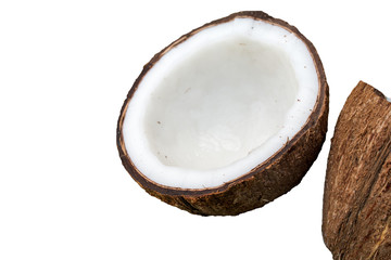 Close up of coconut on green background