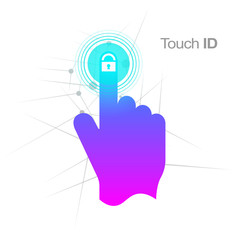 Touch ID finger scan. Fingerprint scanning identification system. Vector Illustration. 